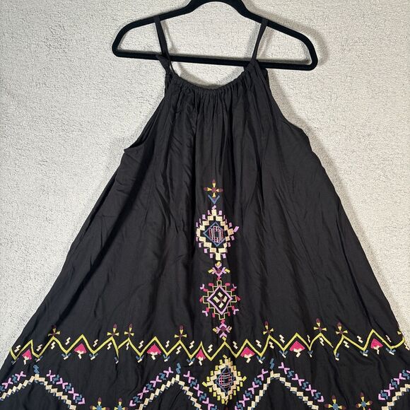 NWT Anthropologie Maxi Dress Women’s Size S Black Southwestern Aztec Embroidered - Picture 3 of 11